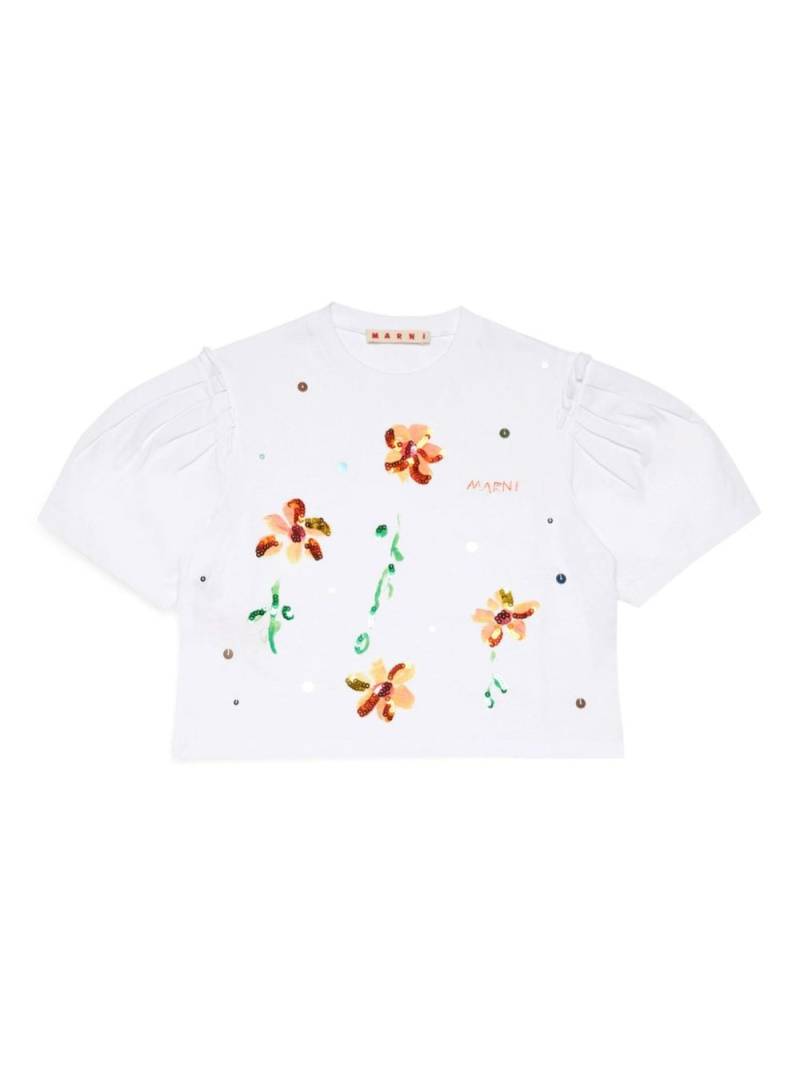 Marni Kids sequin-embellished cotton T-shirt - White von Marni Kids