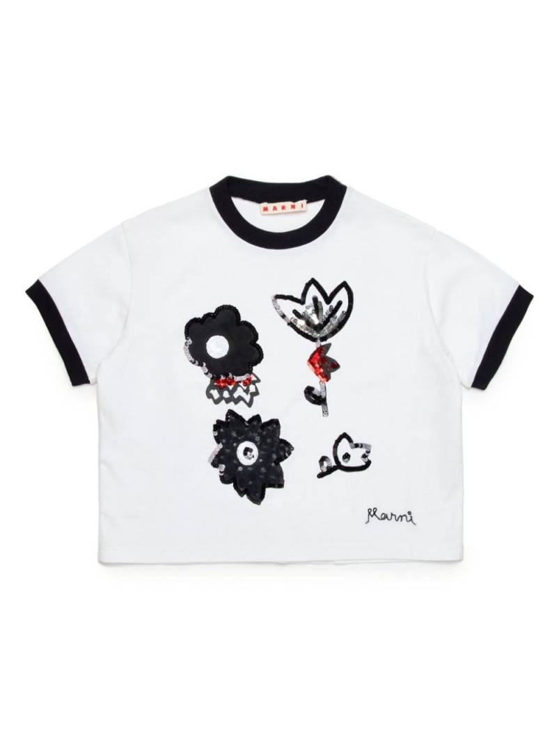 Marni Kids sequin embellished cotton T-shirt - White von Marni Kids