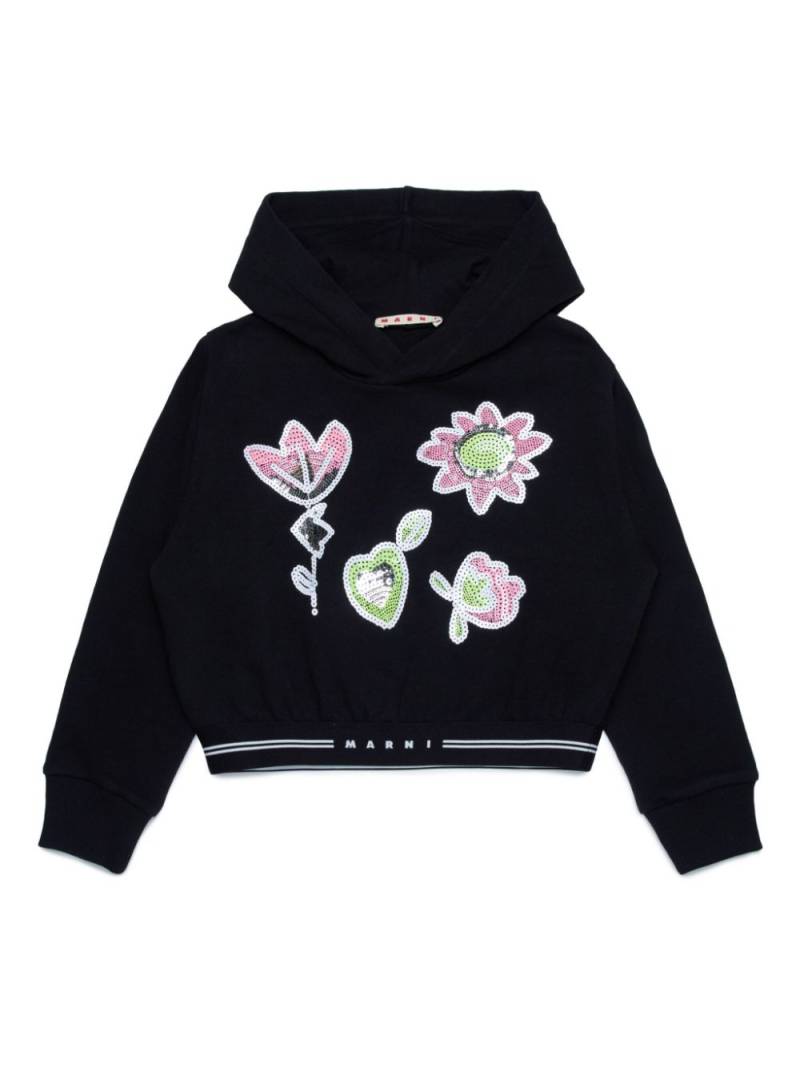 Marni Kids sequin-embellished cotton hoodie - Black von Marni Kids