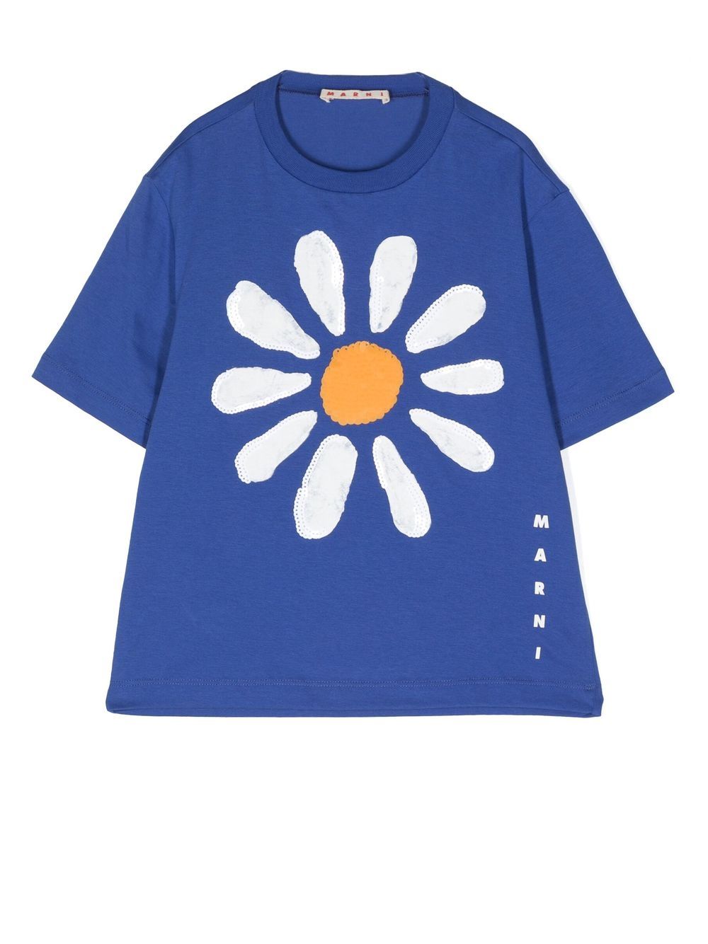 Marni Kids sequinned daisy-print T-shirt - Blue von Marni Kids