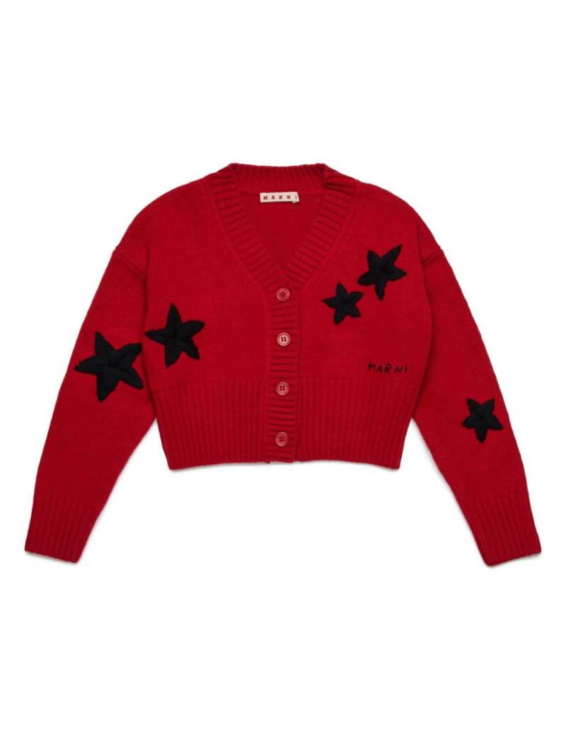 Marni Kids star intarsia-knit cardigan - Red von Marni Kids