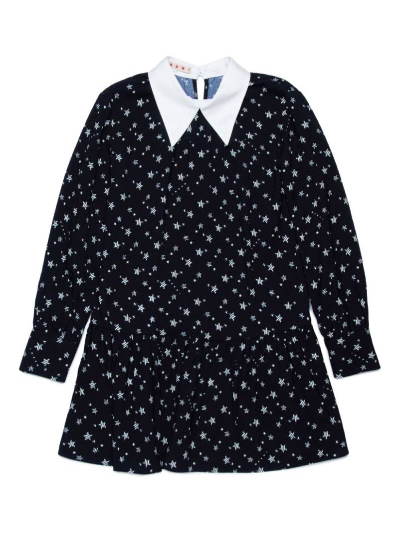 Marni Kids star-print pointed-collar dress - Black von Marni Kids