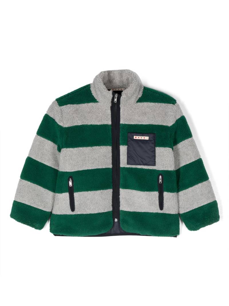 Marni Kids striped teddy jacket - Green von Marni Kids