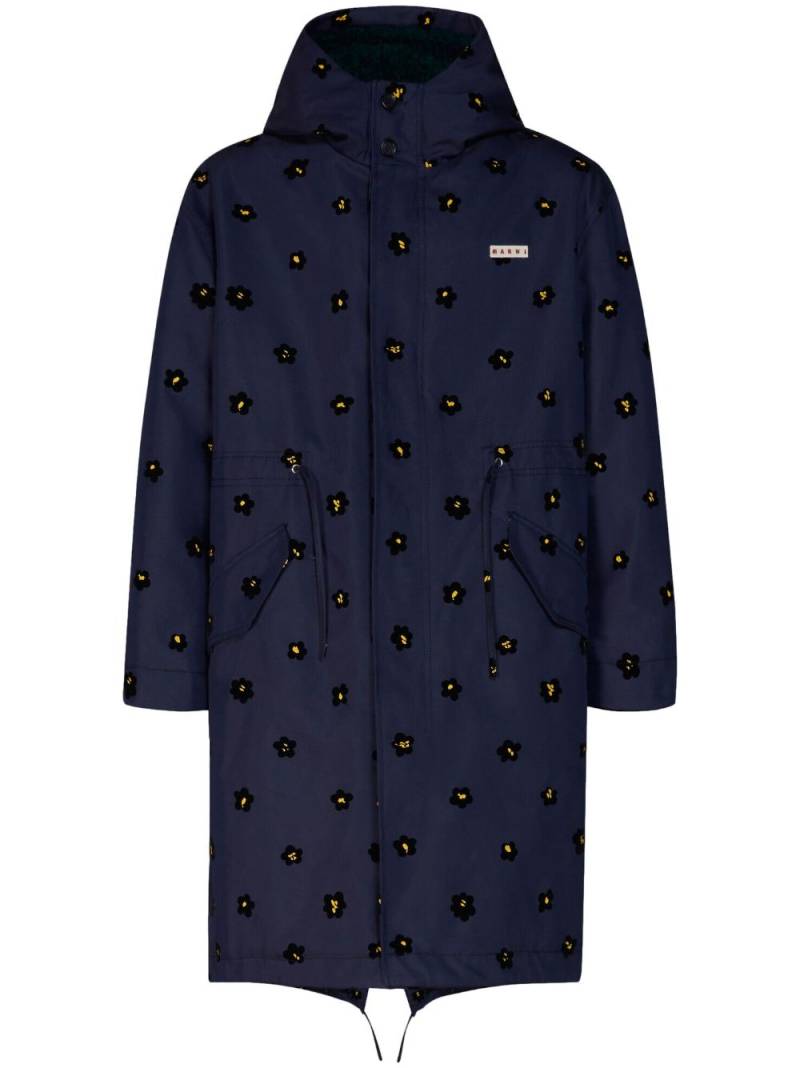 Marni Draft Flower parka coat - Blue von Marni