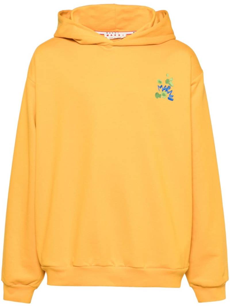 Marni Dripping-print cotton hoodie - Orange von Marni