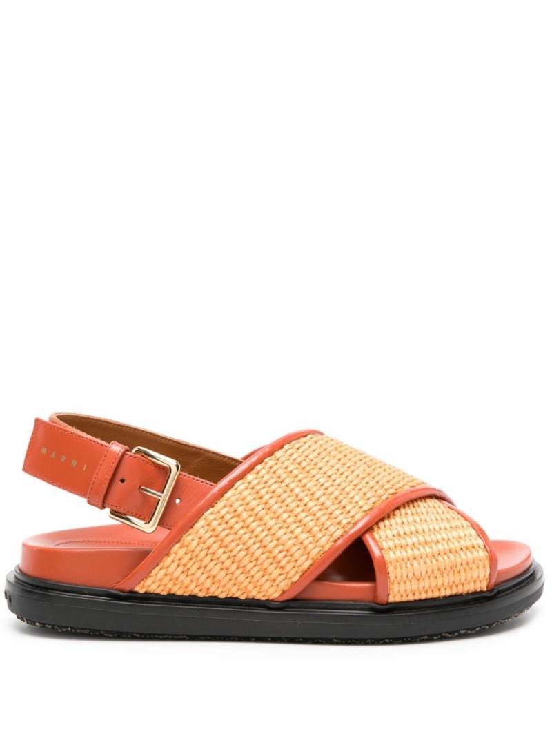 Marni Fussbet leather-trim raffia sandals - Orange von Marni