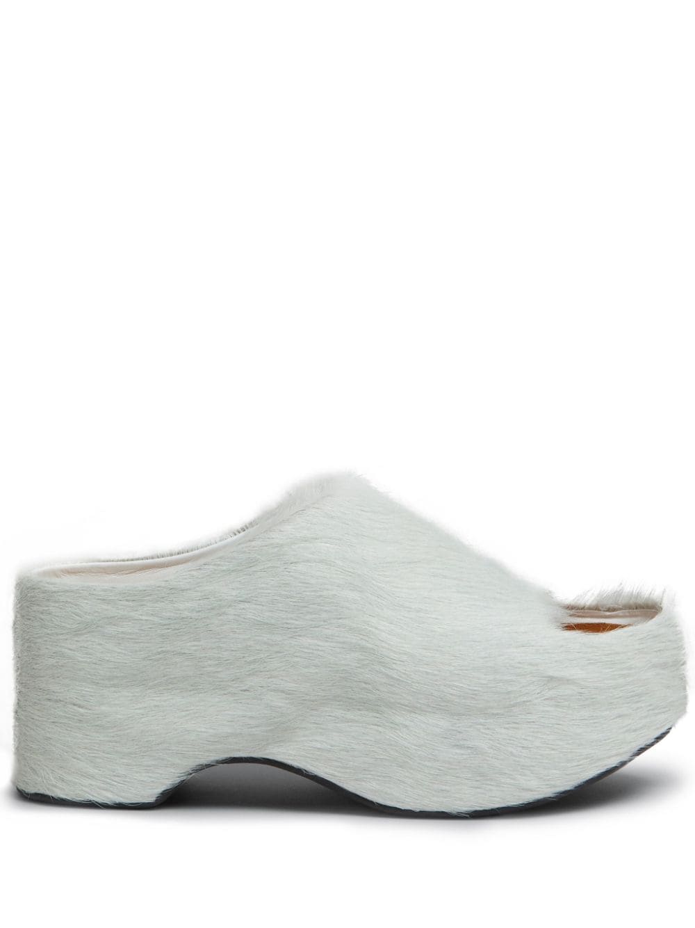 Marni Long-Hair calf-hair chunky sandals - White von Marni