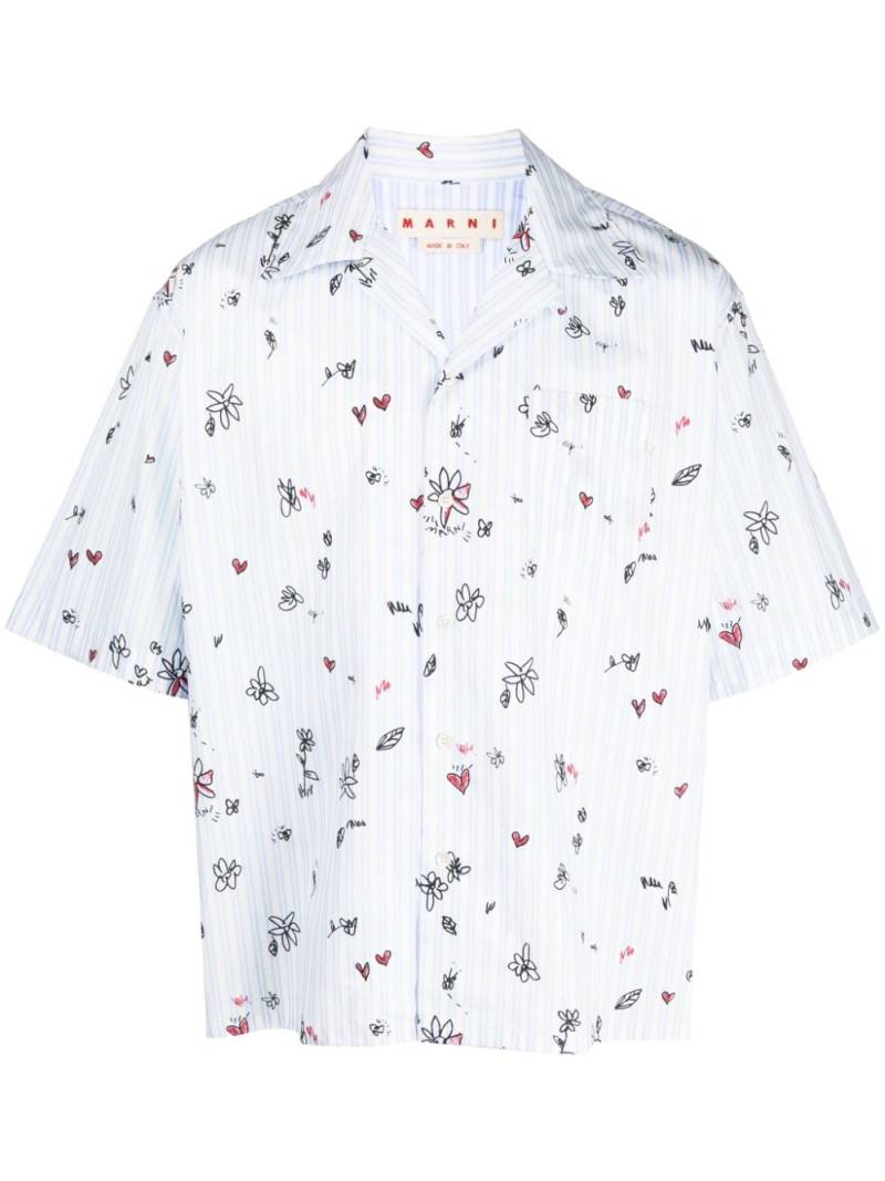 Marni Magic Garden short-sleeved shirt - Blue von Marni