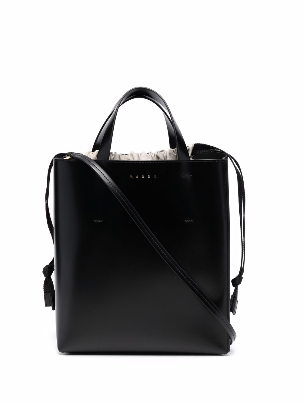 Marni Museo drawstring leather tote bag - Black von Marni