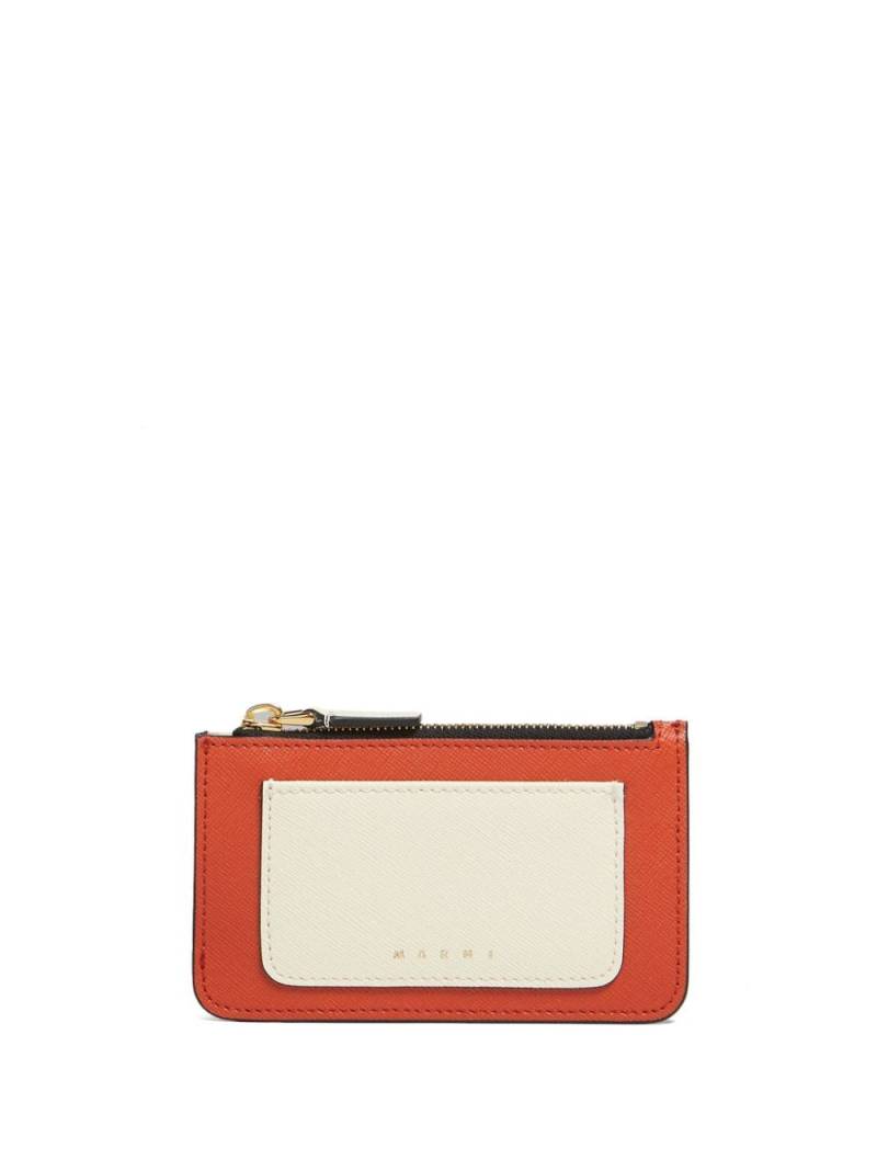 Marni Saffiano leather colour-block wallet - Blue von Marni