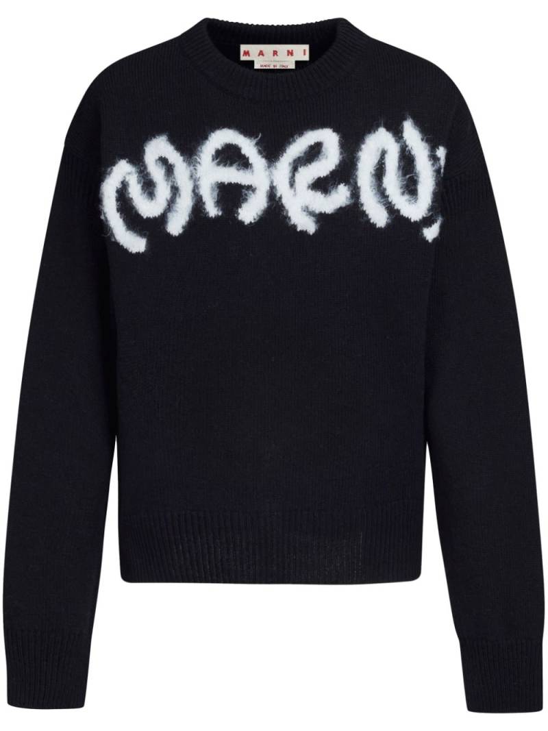 Marni Shetland logo-intarsia wool jumper - Black von Marni