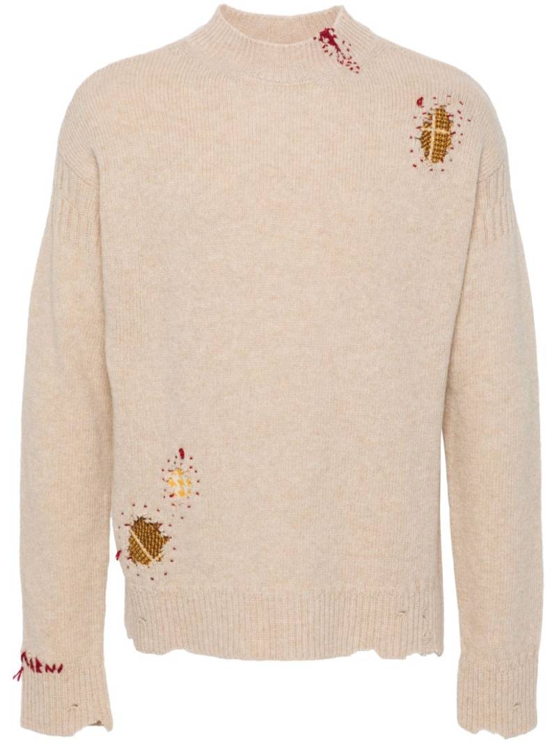 Marni Shetland ripped-detail jumper - Neutrals von Marni