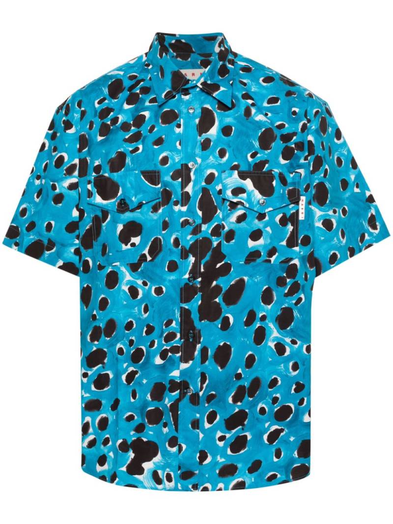 Marni abstract-print cotton shirt - Blue von Marni