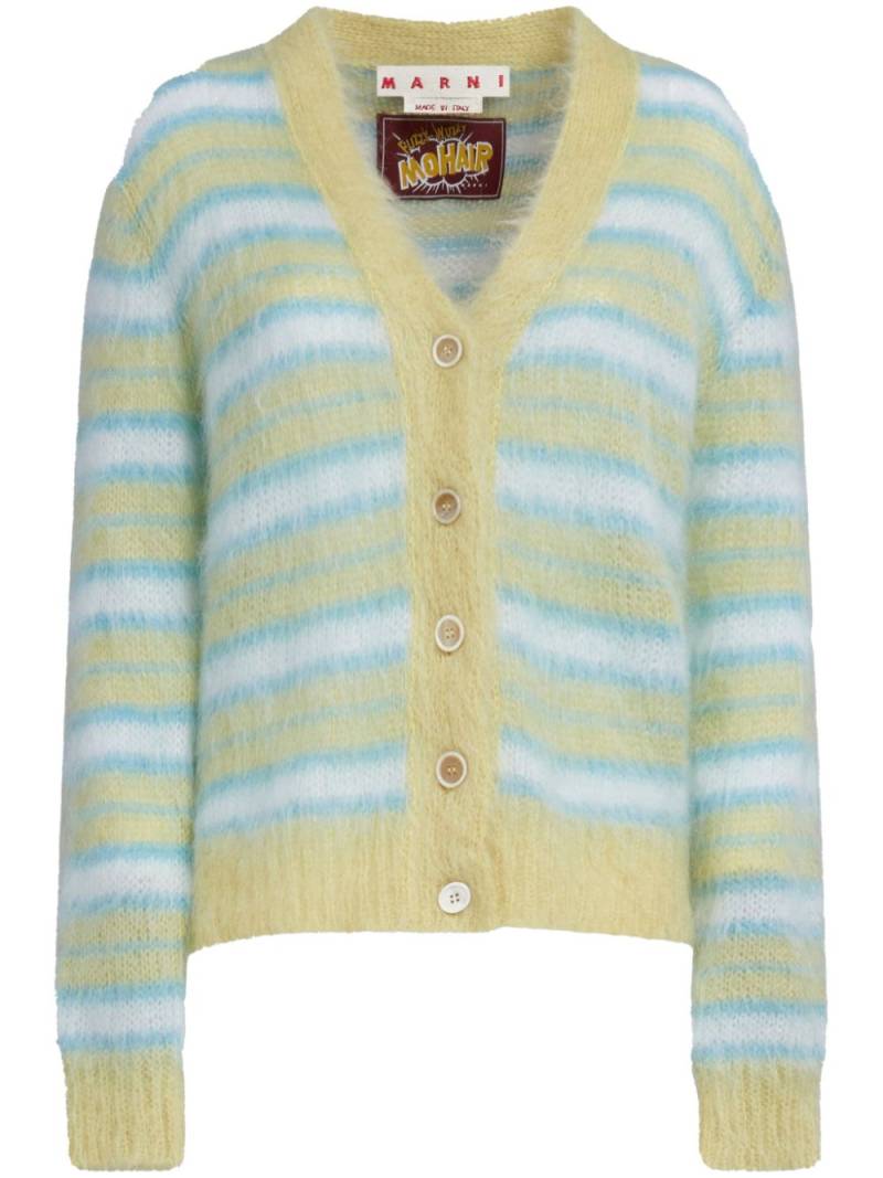 Marni brushed striped-pattern cardigan - Yellow von Marni