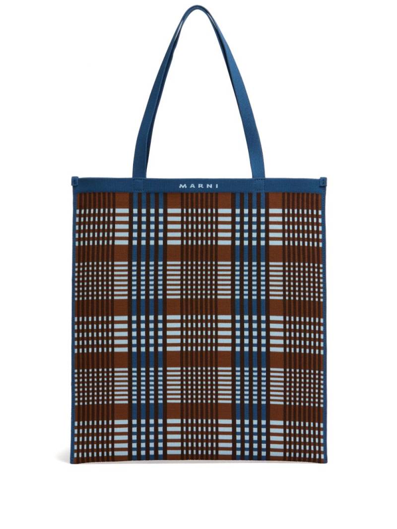 Marni check tote bag - Blue von Marni