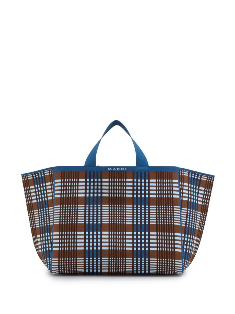 Marni check tote bag - Blue von Marni