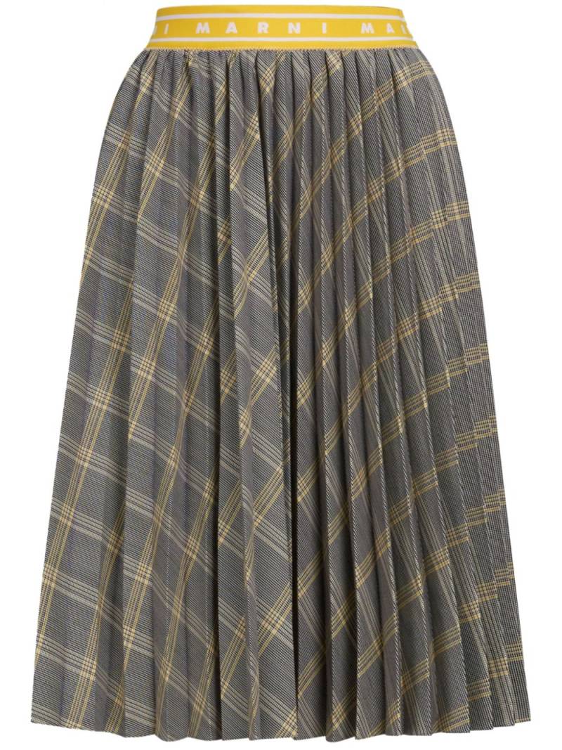 Marni checked pleated midi skirt - Grey von Marni