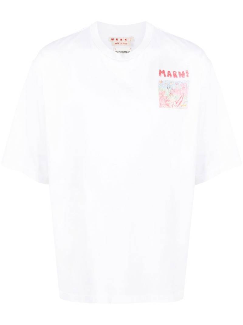 Marni chest logo-print detail T-shirt - White von Marni