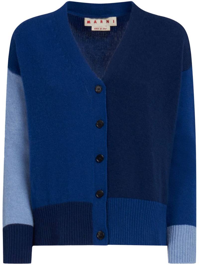 Marni colour-block cashmere cardigan - Blue von Marni