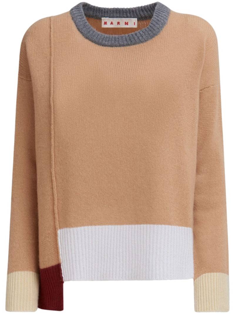 Marni colour-block cashmere jumper - Brown von Marni