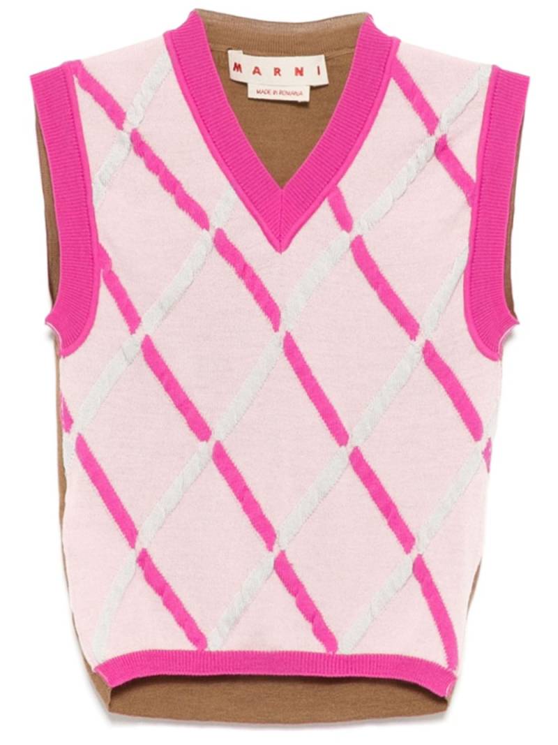 Marni diamond pattern sleeveless knitted top - Pink von Marni