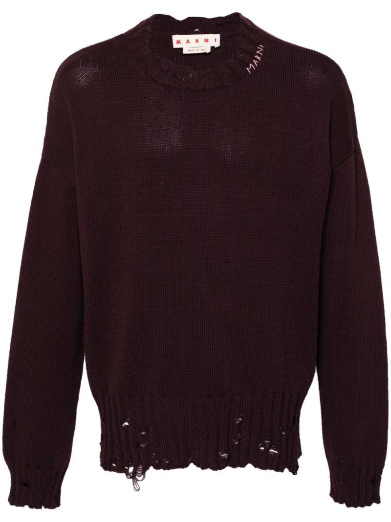 Marni distressed cotton jumper - Purple von Marni