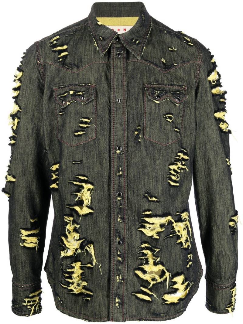 Marni distressed denim shirt - Black von Marni