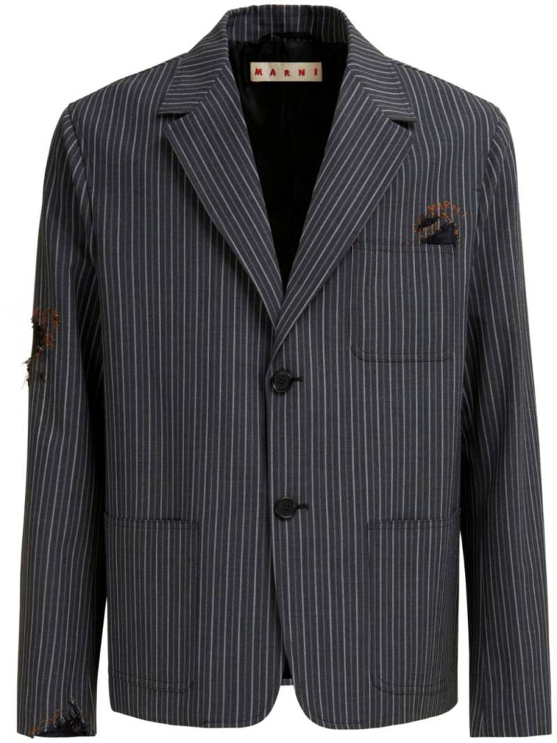 Marni distressed-effect striped blazer - Black von Marni