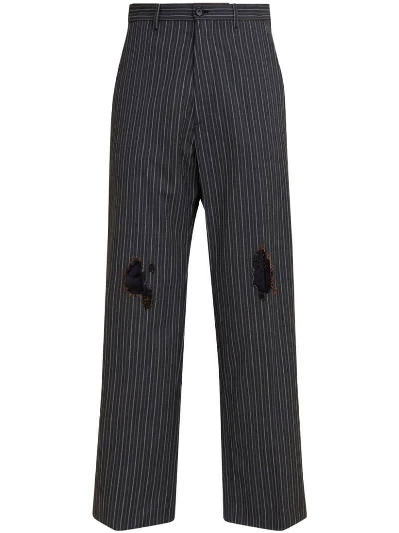 Marni distressed-effect striped trousers - Black von Marni