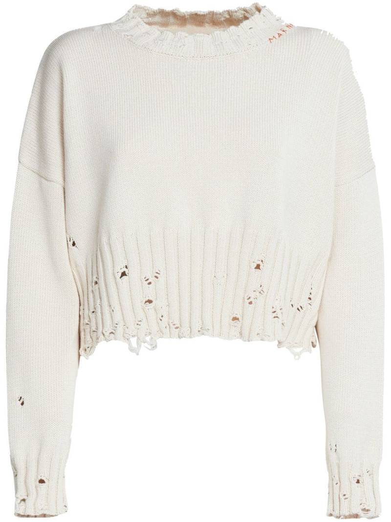 Marni distressed-finish cropped jumper - White von Marni