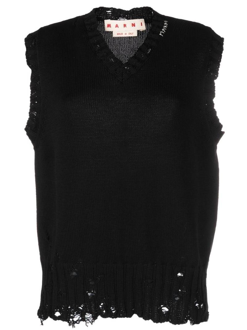 Marni V-neck cotton vest - Black von Marni