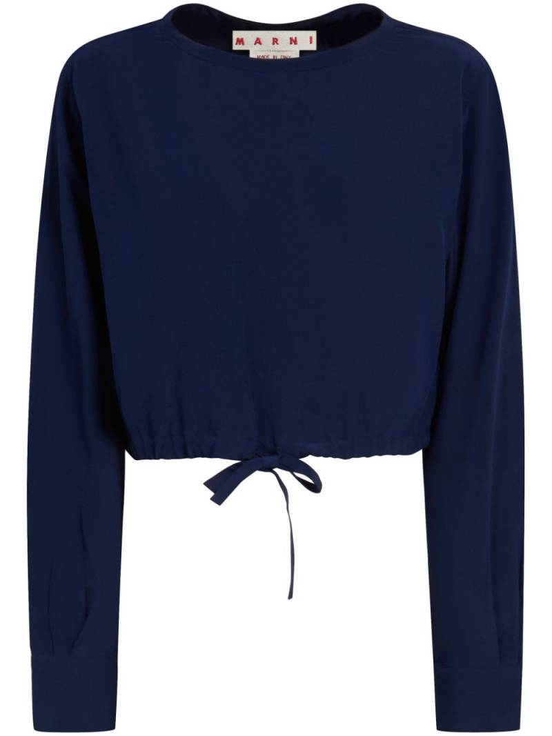 Marni drawstring-hem cropped silk blouse - Blue von Marni