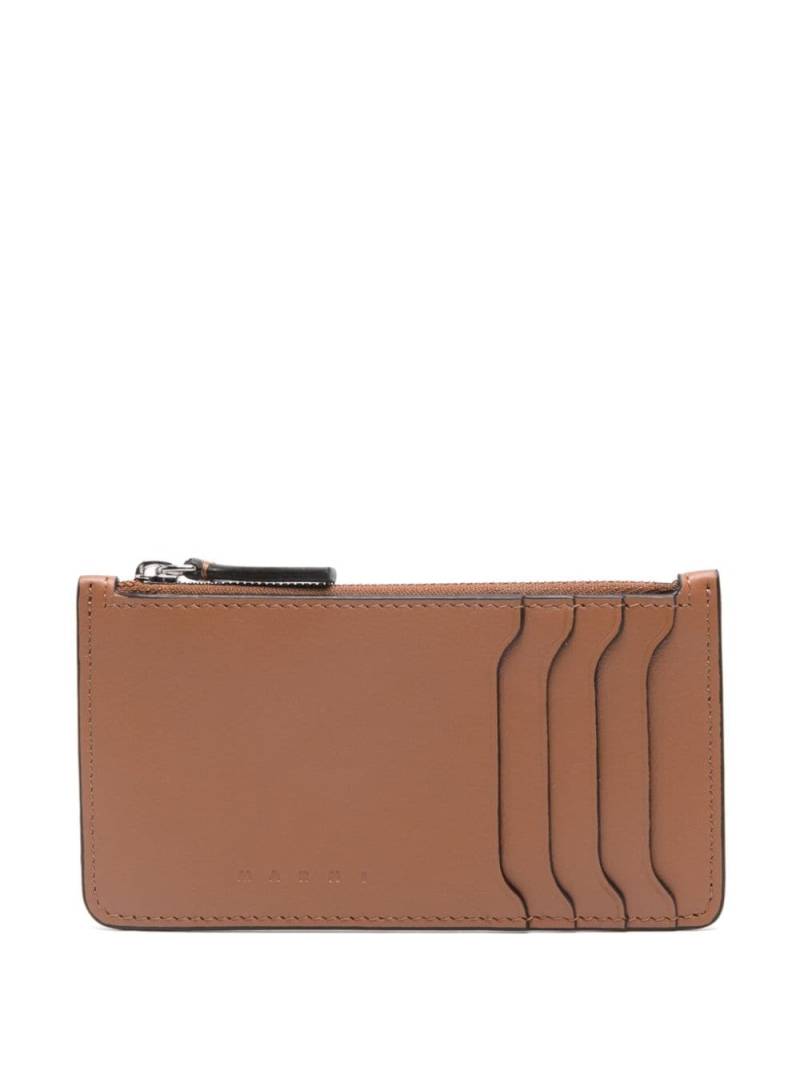 Marni embossed-logo card holder - Brown von Marni