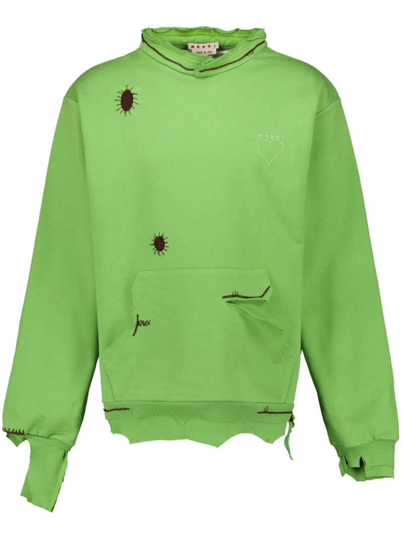 Marni embroidered distressed sweatshirt - Green von Marni