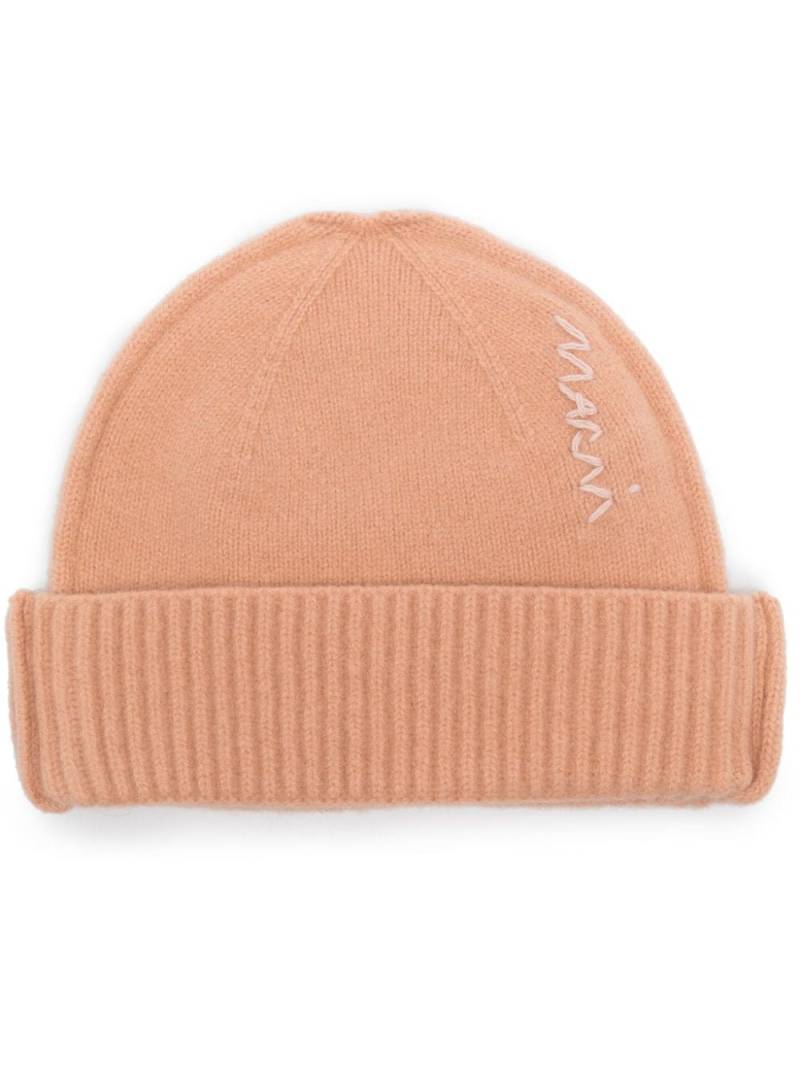 Marni embroidered-logo beanie - Orange von Marni