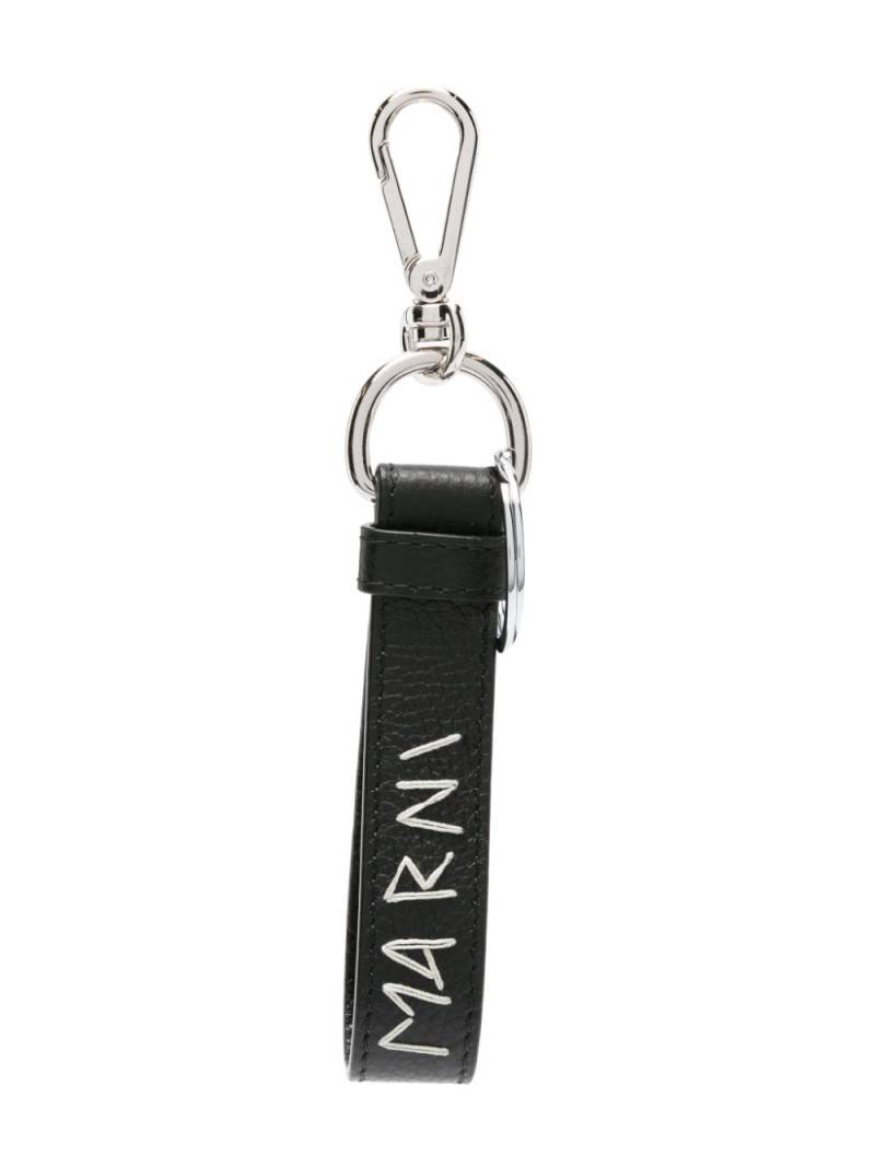 Marni embroidered-logo leather keychain - Black von Marni