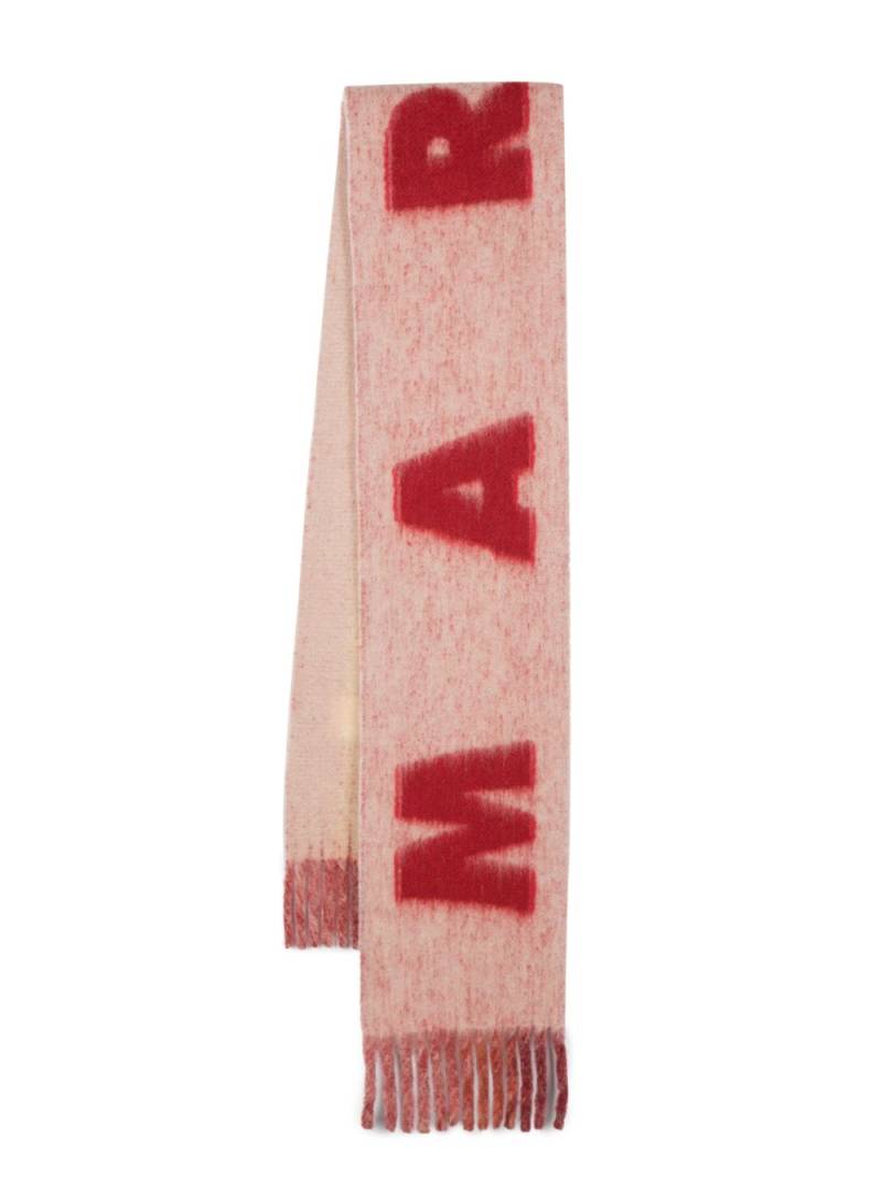 Marni intarsia-knit logo scarf - Red von Marni