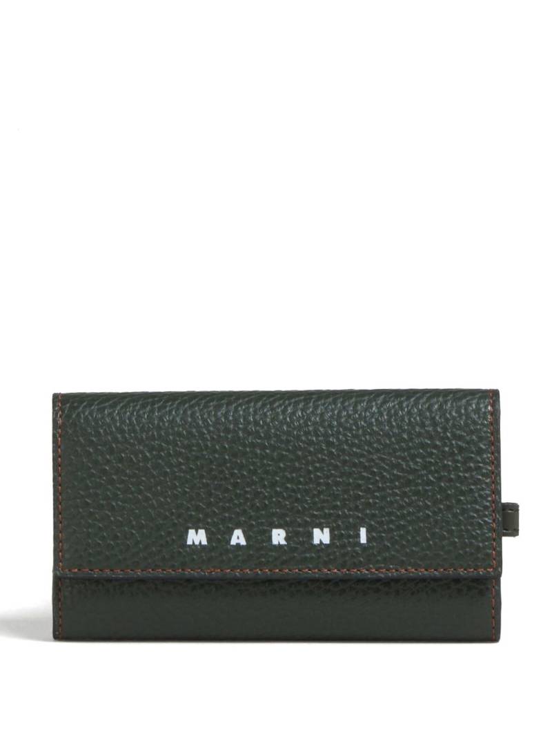 Marni logo-print leather key case - Green von Marni