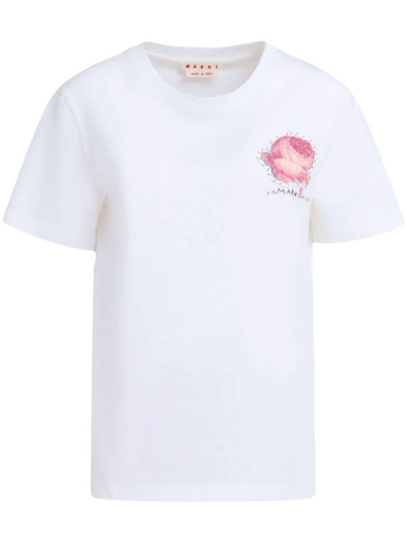 Marni floral-appliqué cotton T-shirt - White von Marni