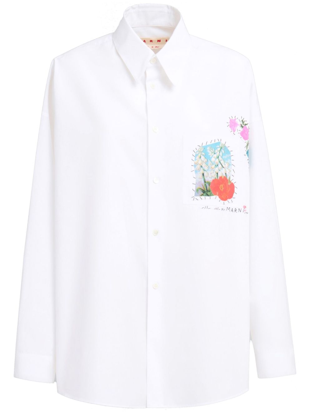 Marni floral-appliqué cotton shirt - White von Marni