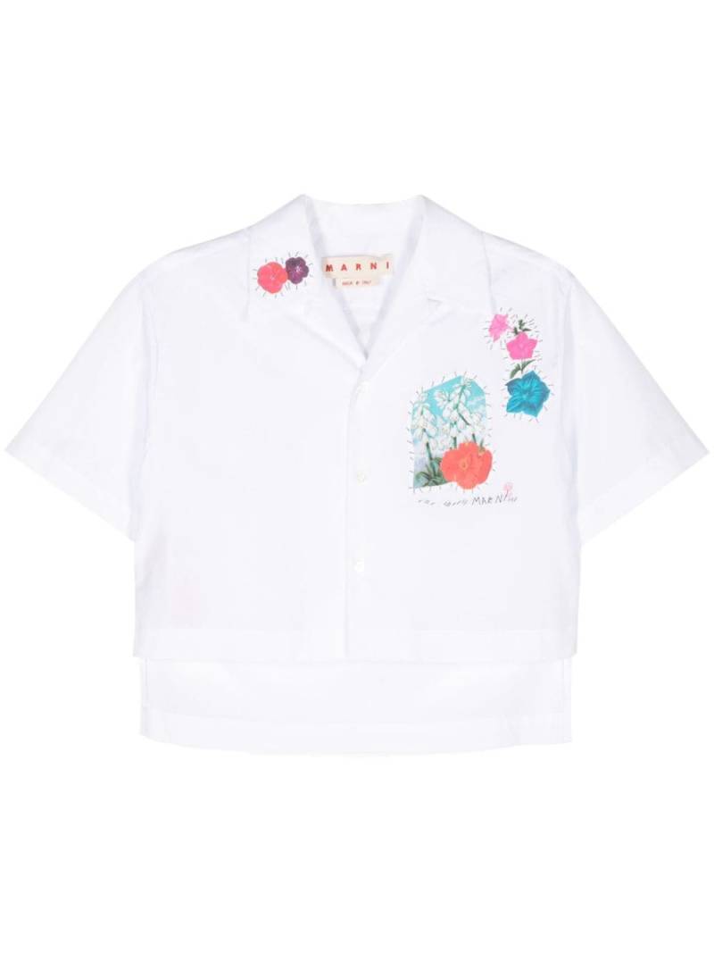 Marni floral-patch cropped shirt - White von Marni