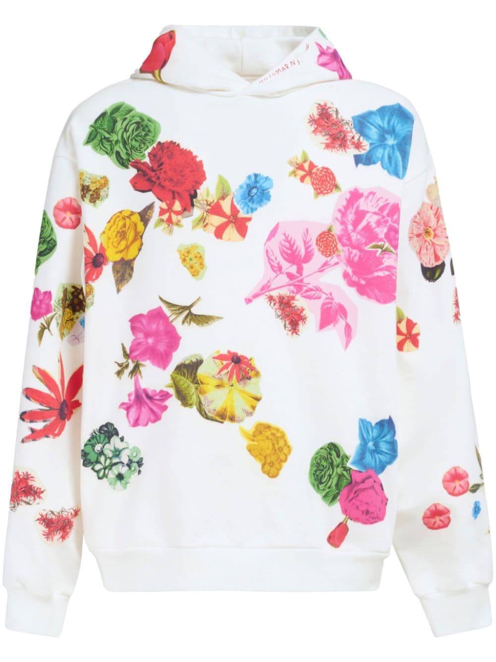 Marni floral-print cotton hoodie - White von Marni