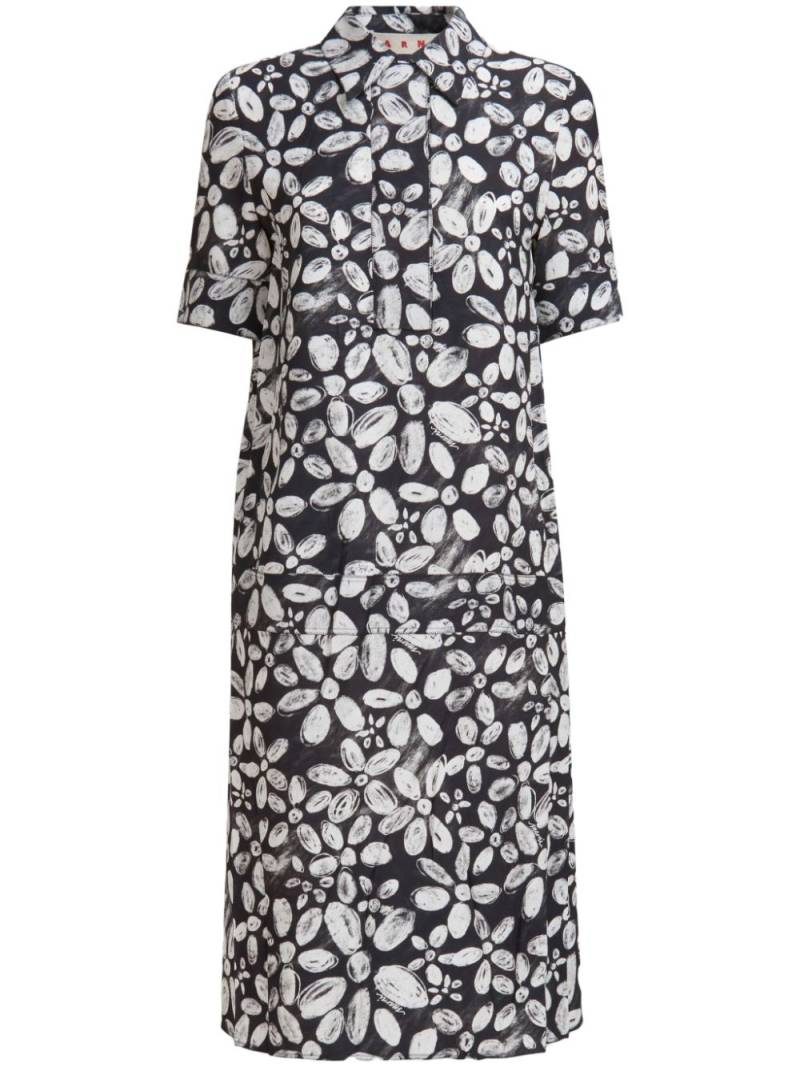 Marni floral-print midi shirt dress - Black von Marni