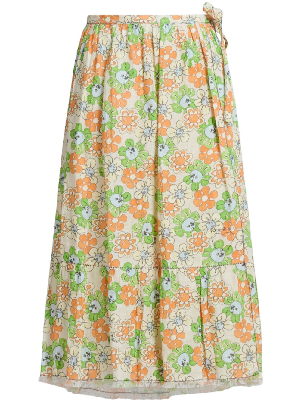 Marni floral-print organic linen midi skirt - Green von Marni