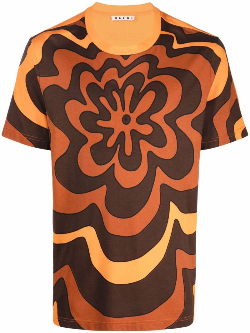 Marni flower-print T-shirt - Orange von Marni