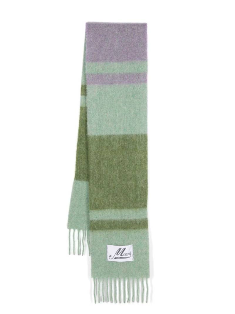 Marni fringed brushed-knit scarf - Green von Marni