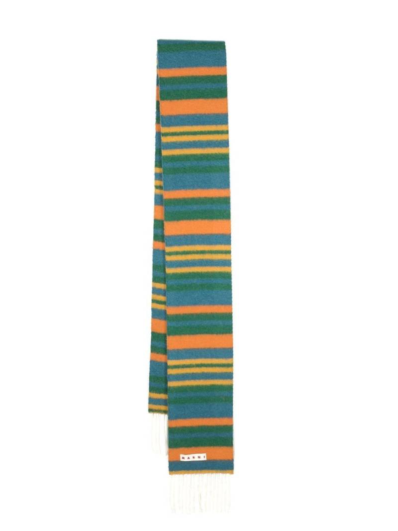 Marni fringed colour-block scarf - Green von Marni