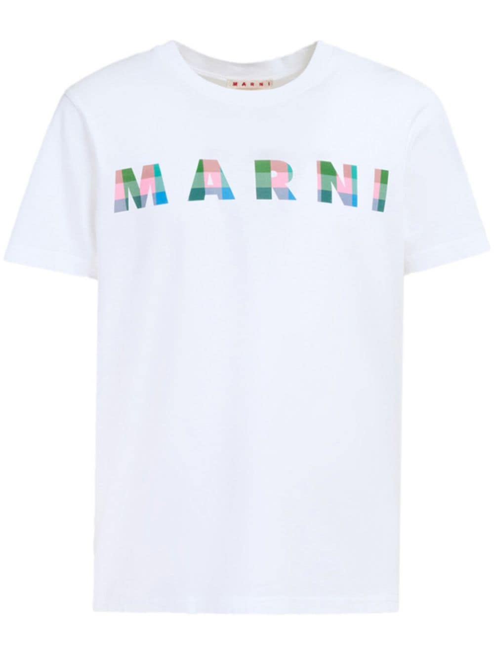 Marni gingham-logo cotton T-shirt - White von Marni