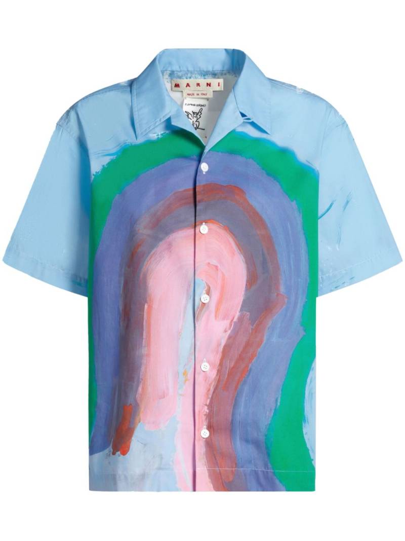 Marni graphic-print cotton shirt - Blue von Marni