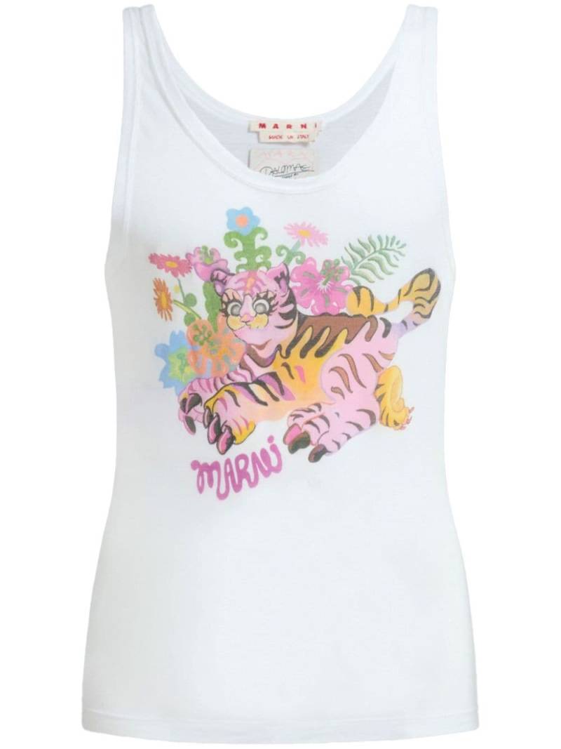 Marni graphic-print cotton tank top - White von Marni